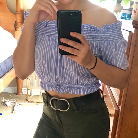 Zara Striped Bow Tie Crop Top - Picture 3 of 4